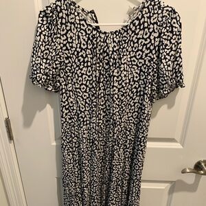 Navy Blue J. Crew Midi Dress s full zip two side pockets, tiered dress,